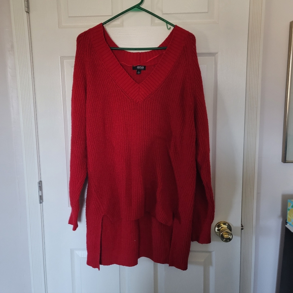 Womens Red Ana Long Sweater - size L
